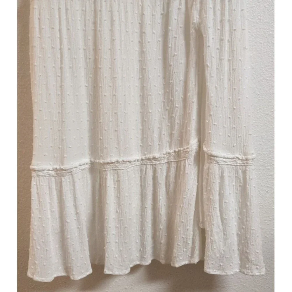 Women's PAIGE Inesa White Crinkle Ruffle Midi Dress Size Medium - Picture 6 of 16